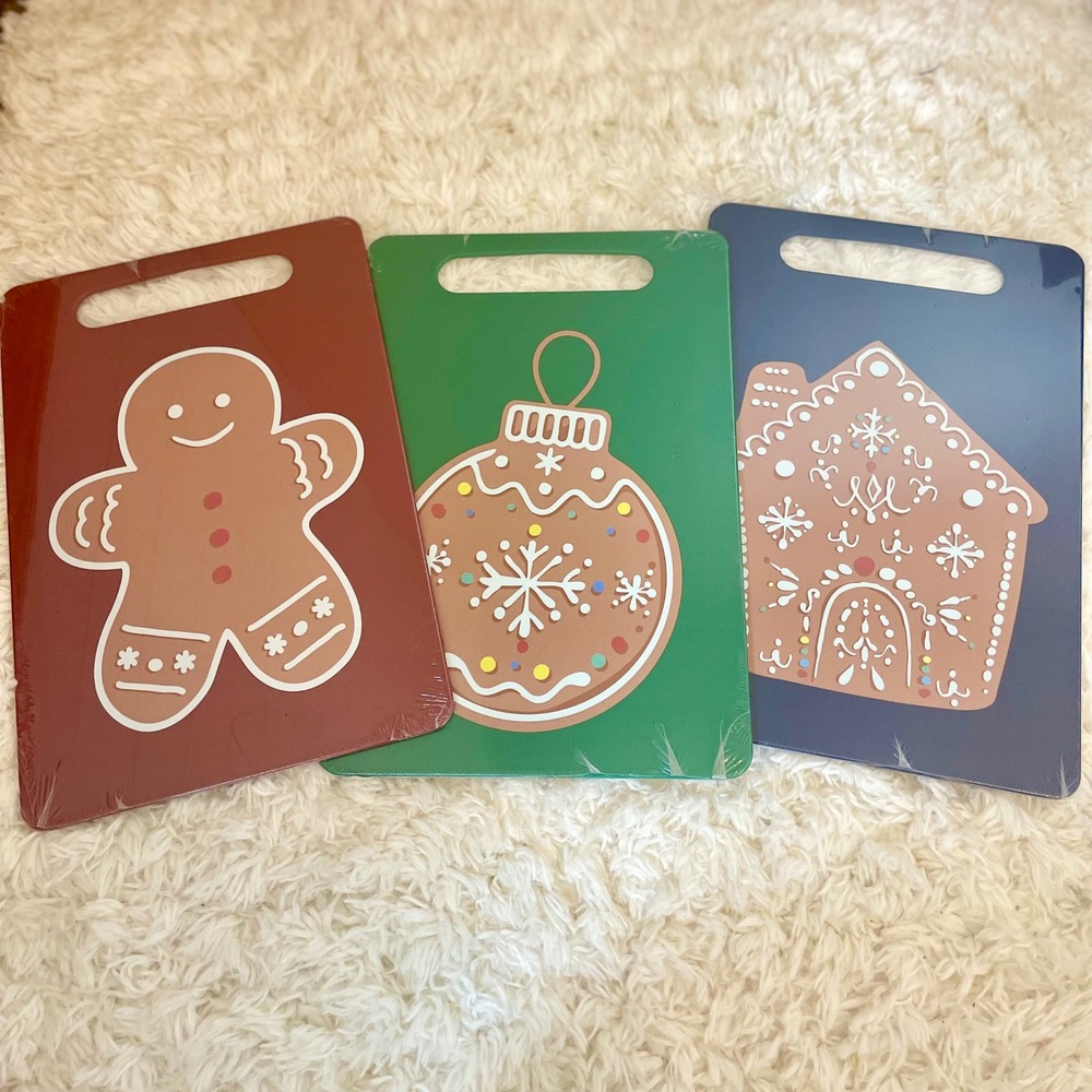 Thyme & Table Holiday Gingerbread Cutting Board Set 3 Christmas